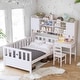 preview thumbnail 7 of 18, Multifunctional Twin Size Wood Bookshelf Platform Bed with Built-in Desk and Chair White