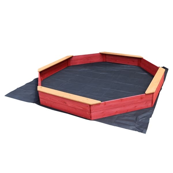 slide 2 of 8, Critter Sitters Children's Wooden Octagon Sand Box with Protective Cover and Bottom Liner