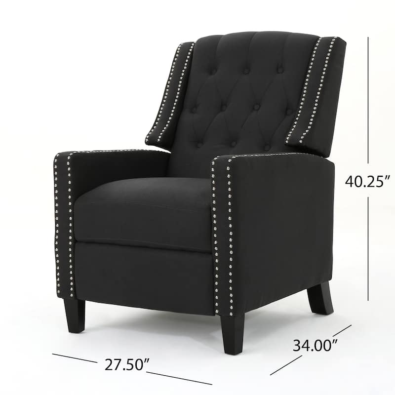 Pushback Recliner Chair, Fabric Armchair Push Back Recliner with Rivet Trim, Mid Century Tufting Accent Chair for Living Room