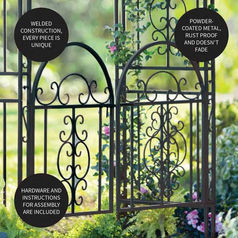 84" x 53" Montebello Iron Garden Arbor with Gate
