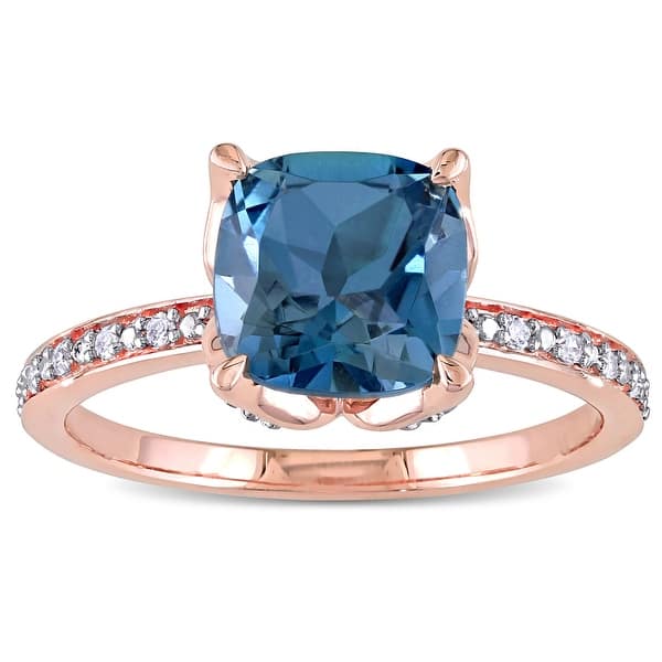 Quantum cut R005 LONDON BLUE TOPAZ 10KY ou 14KY or femme Bague-Fabriqué à la main