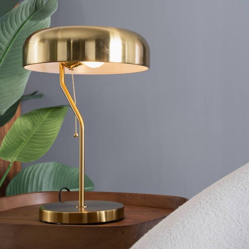 Bianca Gold and White Modern Pull Chain Table Lamp