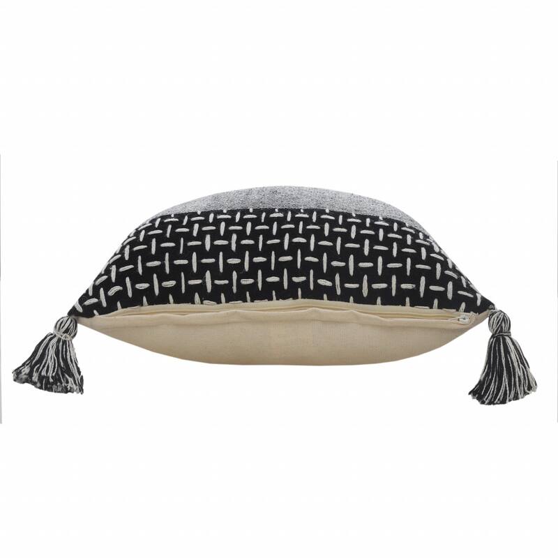 HomeRoots 20" X 20" Black And White 100% Cotton Geometric Zippered Pillow
