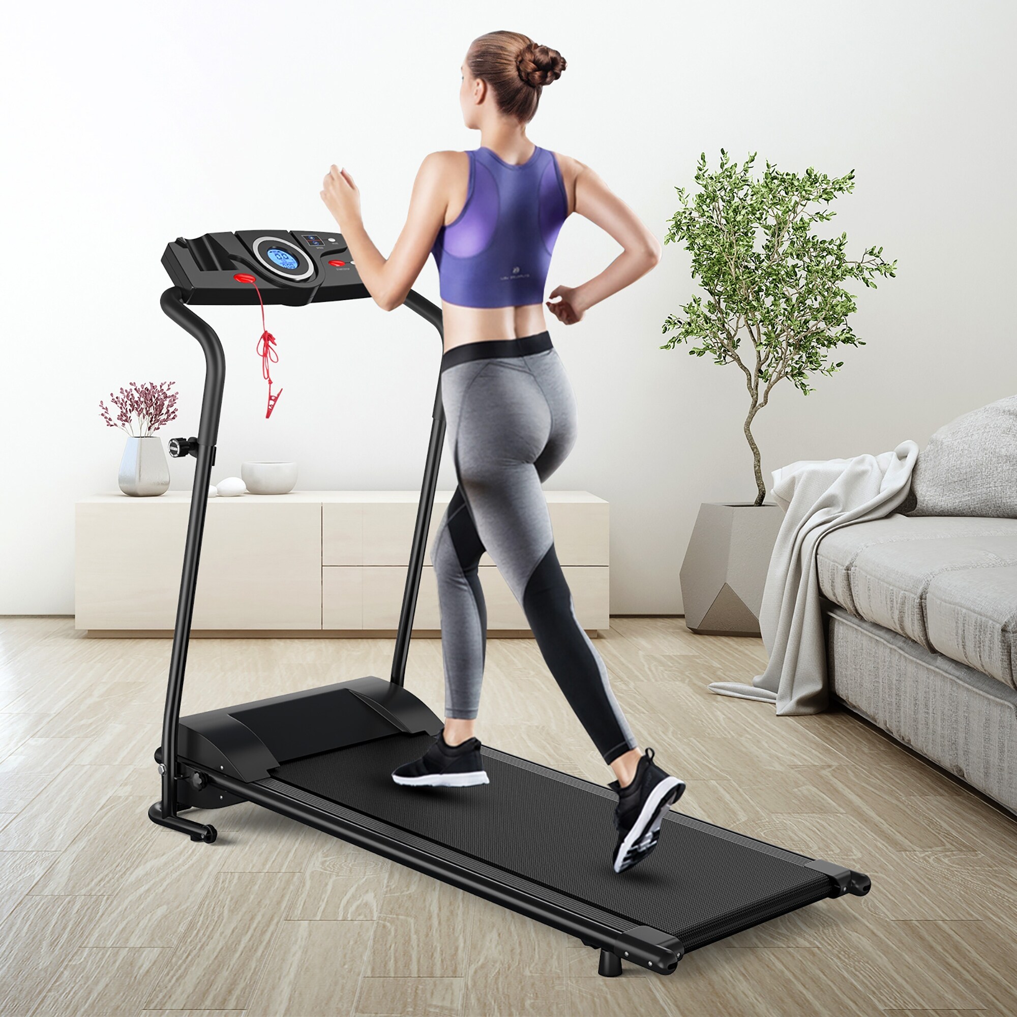 Goplus 1hp electric treadmill folding on sale motorized power running machine fitness