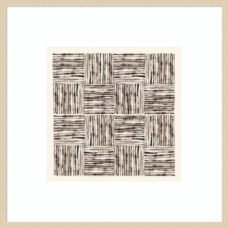 Charcoal Striped Squares in Alternating Patterns by Hazel J Wood Framed Wall Art Print