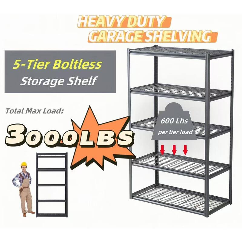 5 Tier Adjustable Heavy Duty Metal Storage Shelves