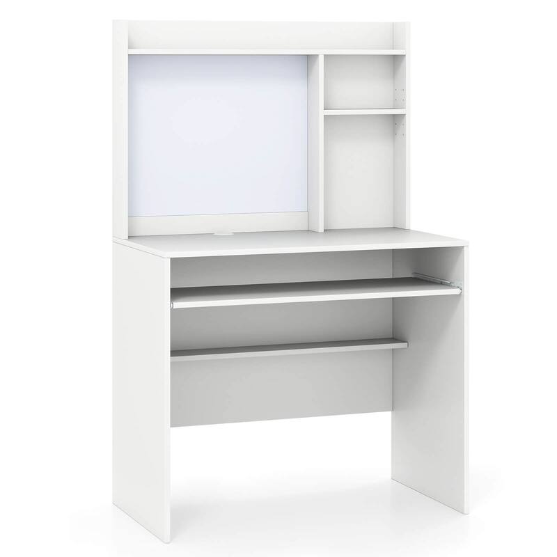 Costway Computer Desk with Hutch Space Saving Laptop Desk with - See Details