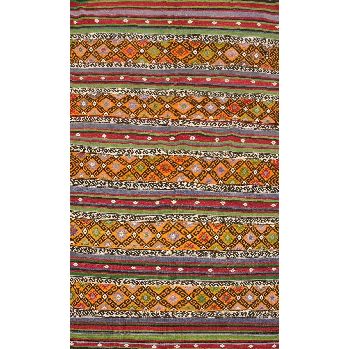 Hand Woven Oriental 100% Wool Carpet Southwestern Tribal Multi-Colored Kilim Area Rug - 7' 4'' X 4' 7''