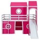 preview thumbnail 6 of 27, Playhouse Twin Size Loft Bed with Slide Pink Tent and Tower for Kids