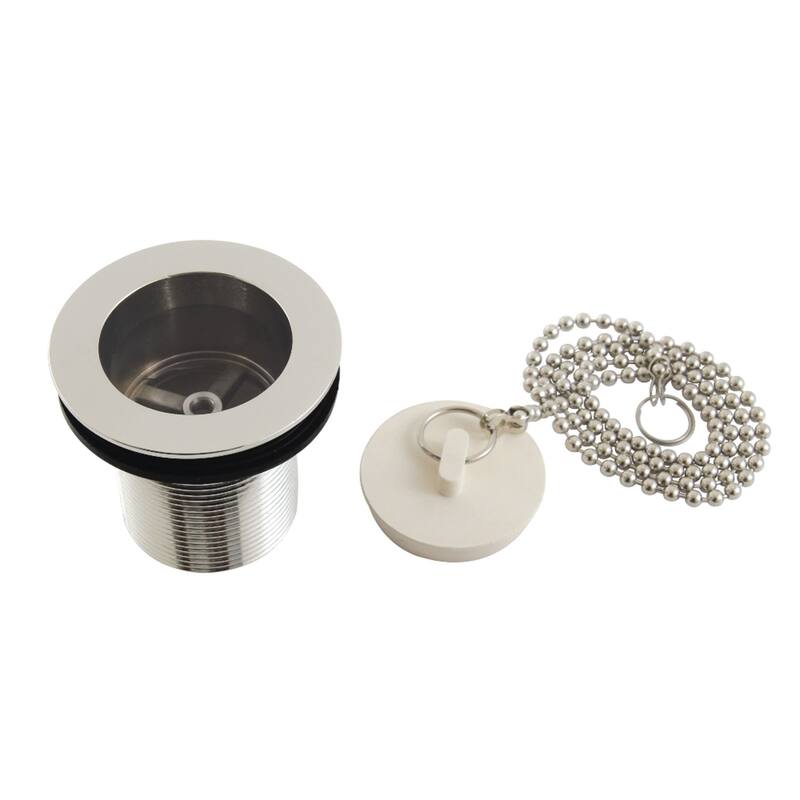 Made To Match 1-1/2-Inch Chain and Stopper Tub Drain with 2-Inch Body Thread - Polished Nickel