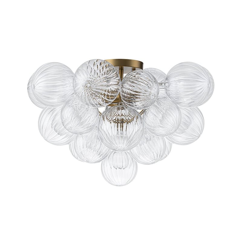 Glam 2-Light Striped Glass Cluster Bubble Living Room Flush Mount - 19.7 in