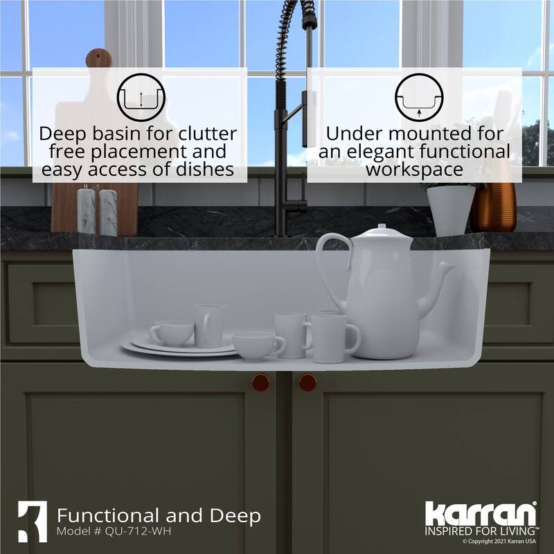 Karran Undermount Quartz 32 in. Single Bowl Kitchen Sink Kit