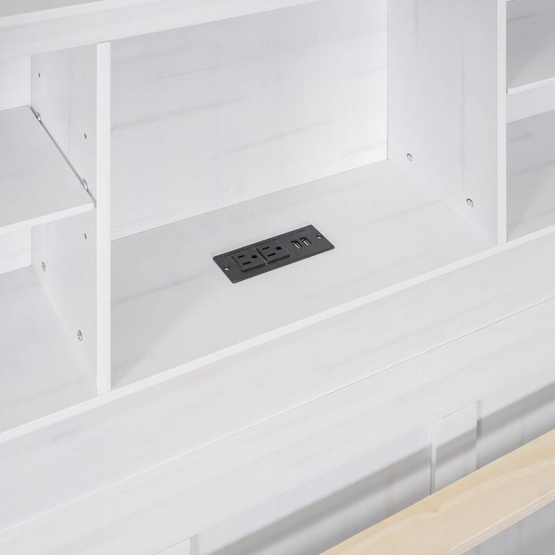 platform bed with Storage Headboard