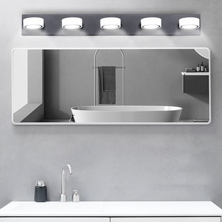 Modern LED 5-Light Black Vanity Wall Light Fixture for Bathroom Mirror