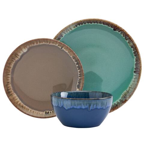 Tabletops Gallery Tuscon Multi-color Stoneware 12-piece Dinnerware Set