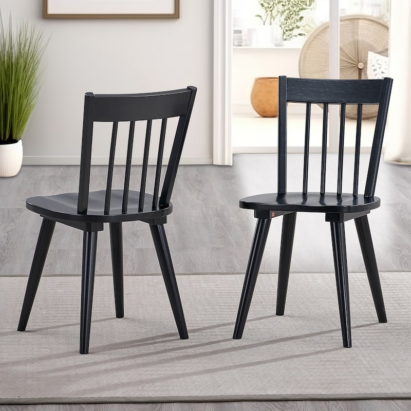 Traditional 17.5" Wide Wood Spindle Back Dining Chairs