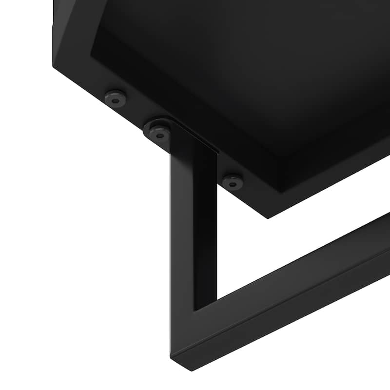 Anmytek Black 24 Inch Arched Mirror Wall Cabinet with Glass Double Doors and Towel Rack - 23.62*8.85*31.5