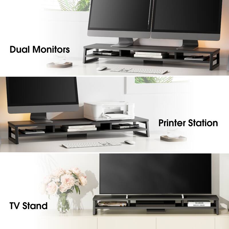 Fenge Dual Monitor Stand Riser for Desk, 42.5in Large Monitor Stand for 2 Monitor - 42.5x9.2x5.4 inches