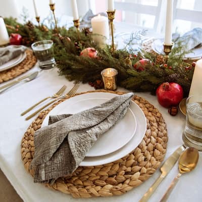 SHORELINE Napkins - Handmade Organic Cotton, Fair Trade, Eco-Dyed | Artisan-Made | by Sustainable Threads 20"x20" (Set of 2)