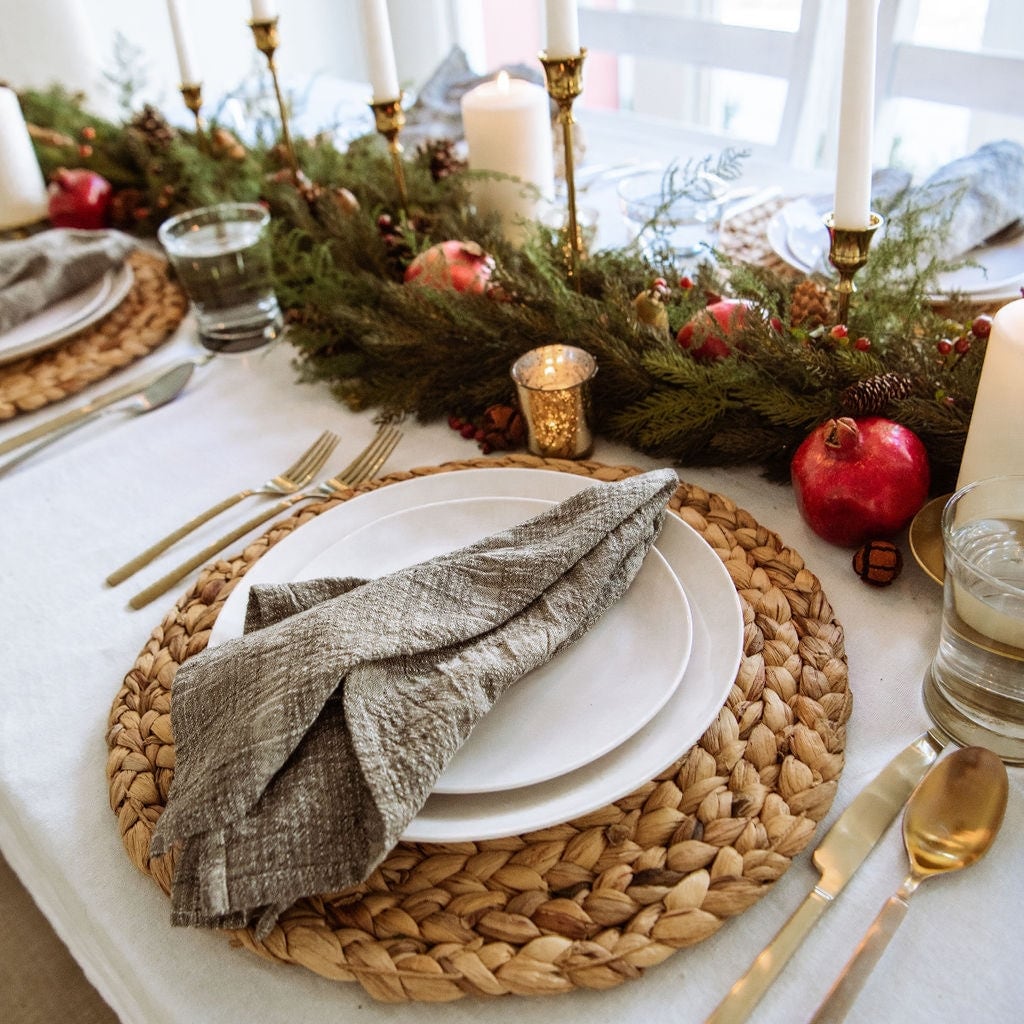 SHORELINE Napkins - Handmade Organic Cotton, Fair Trade, Eco-Dyed | Artisan-Made | by Sustainable Threads 20"x20" (Set of 2)