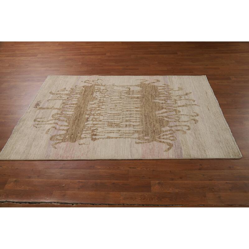 Vegetable Dye Oushak Turkish Rug Handmade Bedroom Wool Carpet - 3'10"x 6'1"
