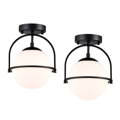 Mid Century Modern Ceiling Light Globe Glass Flush Mount Light 2 Pack