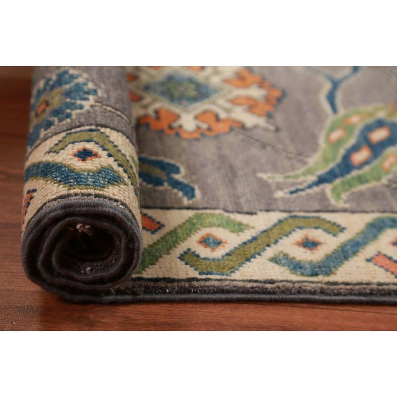Gray Floral Kazak Oriental Accent Foyer Rug Handmade Wool Carpet - 2'0"x 3'0"