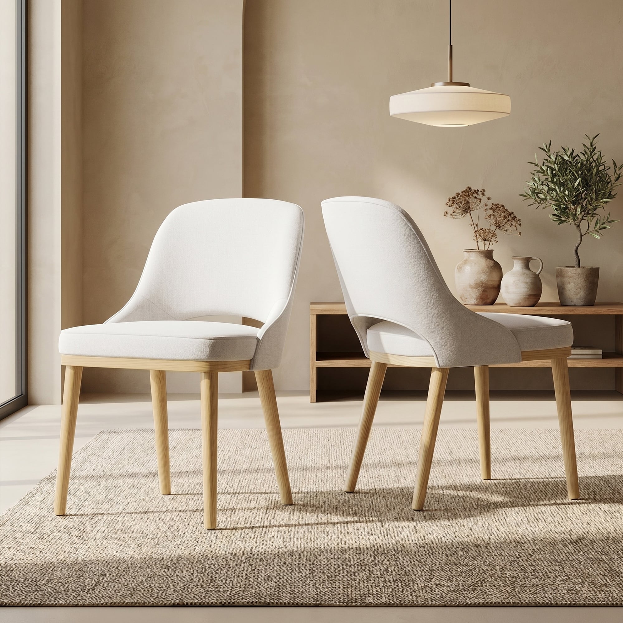 Modern Mid-Century Dining Chair with Cutout Back for Kitchen and Dining Room