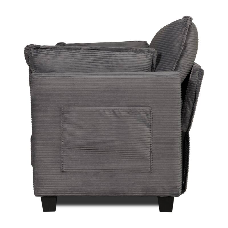2-in-1 Convertible Corduroy Sofa Bed 51" Small Sofa, 2-Seater Loveseat Sleeper Couch with Side Storage