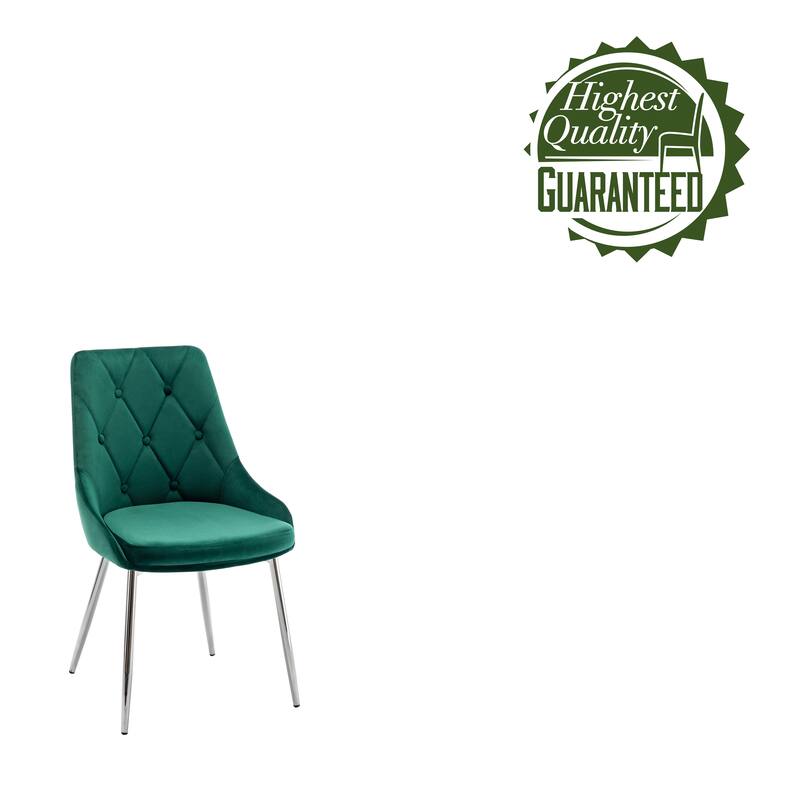 Porthos Home Tam Tufted Velvet Dining Chairs with Chrome Legs, Set of 2
