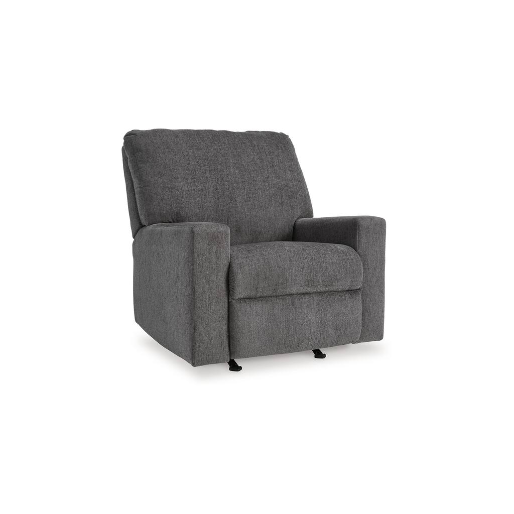 Anise Manual Rocker Recliner Chair, Pull Tab, Pewter Gray Polyester