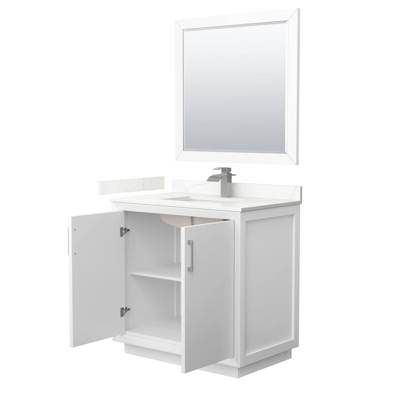 Strada 36-inch Single Vanity, Quartz Top, 34-inch Mirror