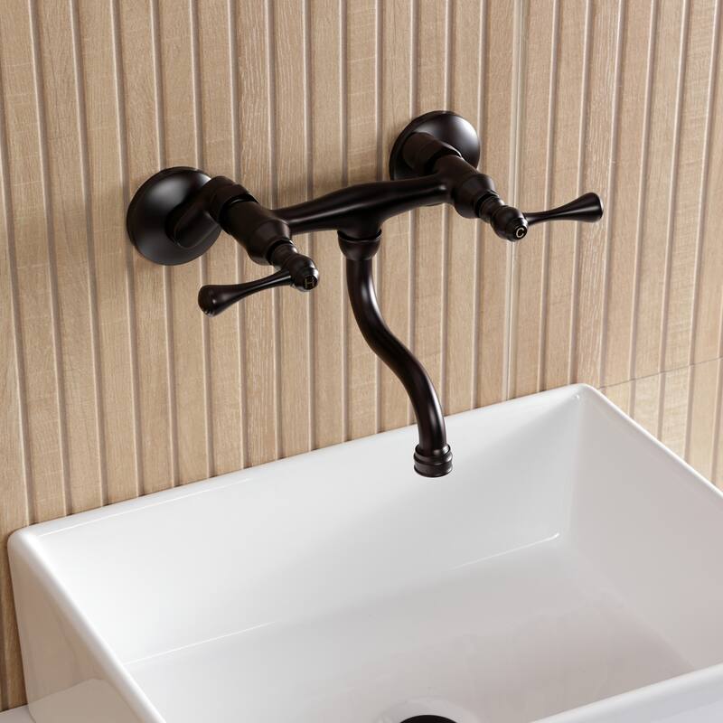 Kingston Brass Kingston Two-Handle 2-Hole Wall Mount Bathroom Faucet