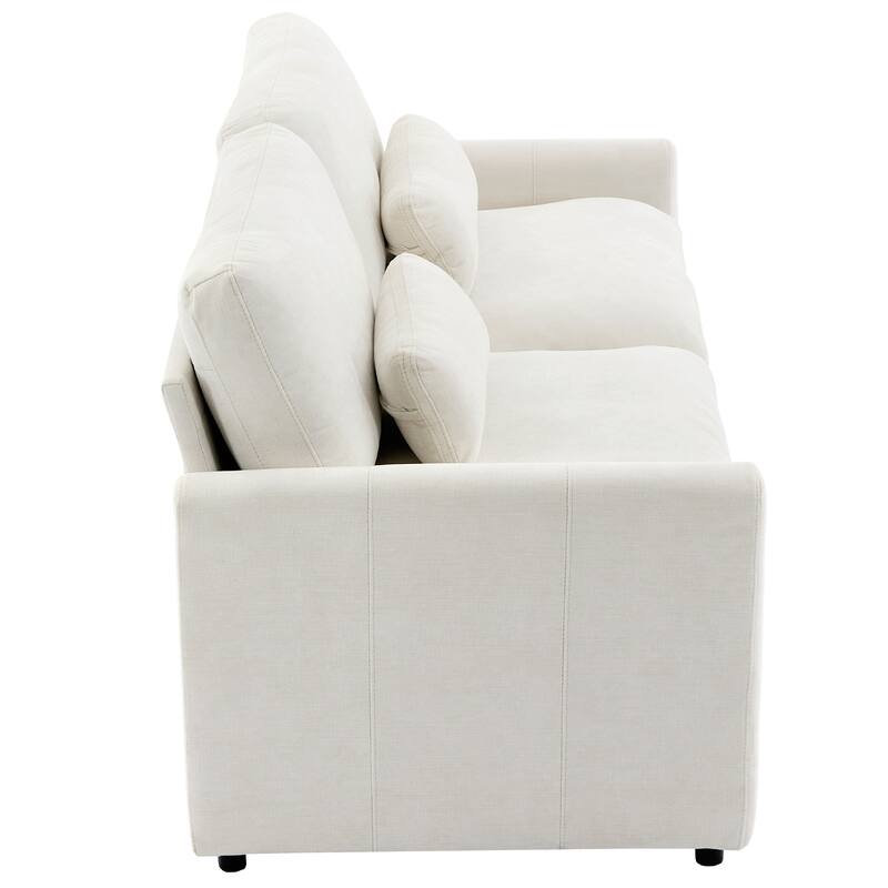 Chenille Fabric Upholstered Loveseat Sofa, Deep Seat Couch Settee with Pillow, 2 Seater Sofa with Plush Cushion