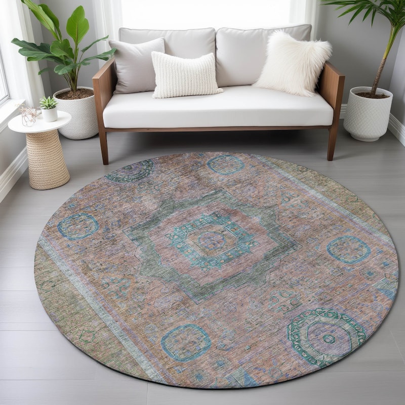 Machine Washable Indoor/Outdoor Traditional Chantille Rug