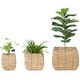preview thumbnail 2 of 7, Woven Square Flower Pot Planter with Leak-Proof Plastic Lining Set of 3