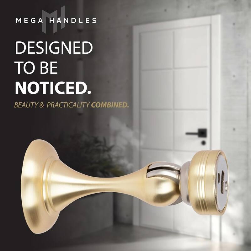 Mega Handles Magnetic Door Stopper with Screws | Heavy Duty Zinc Door Knob and Wall Protection