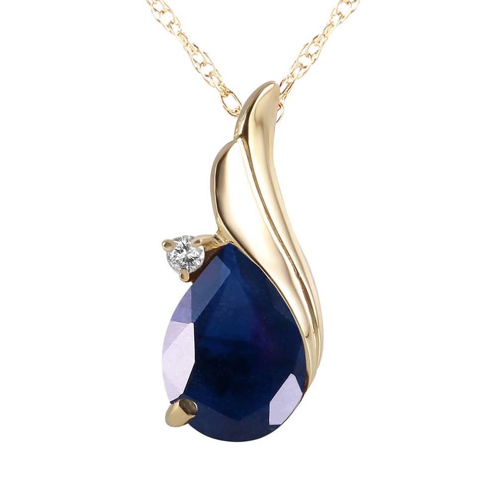 MayaMila 2.53 14K Solid Gold Gemstone Natural Diamond & Sapphire Necklace