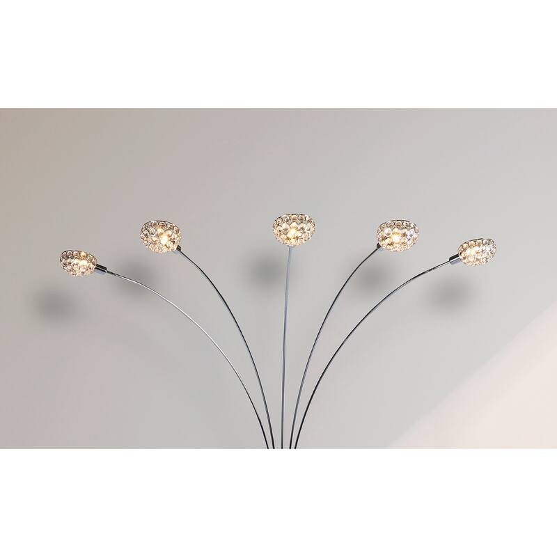 1pc Modern Crystal Multi Head Floor Lamp Half Moon Design Metallic Living Room Lighting