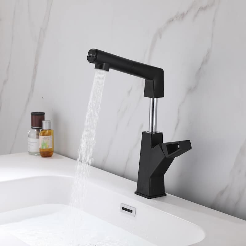 Single Handle Bathroom Faucet with Pull Out Sprayer Single Hole Bathroom Sink Faucets Modern Basin Vanity Taps