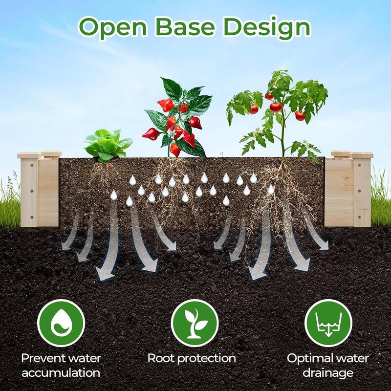 Wooden Raised Garden Bed Rectangular Planter Box Elevated Planting Bed
