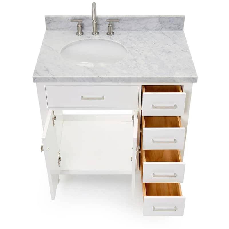 Ariel H037SLCWOVO Bristol 36" Thick Carrara Marble Vanity Top