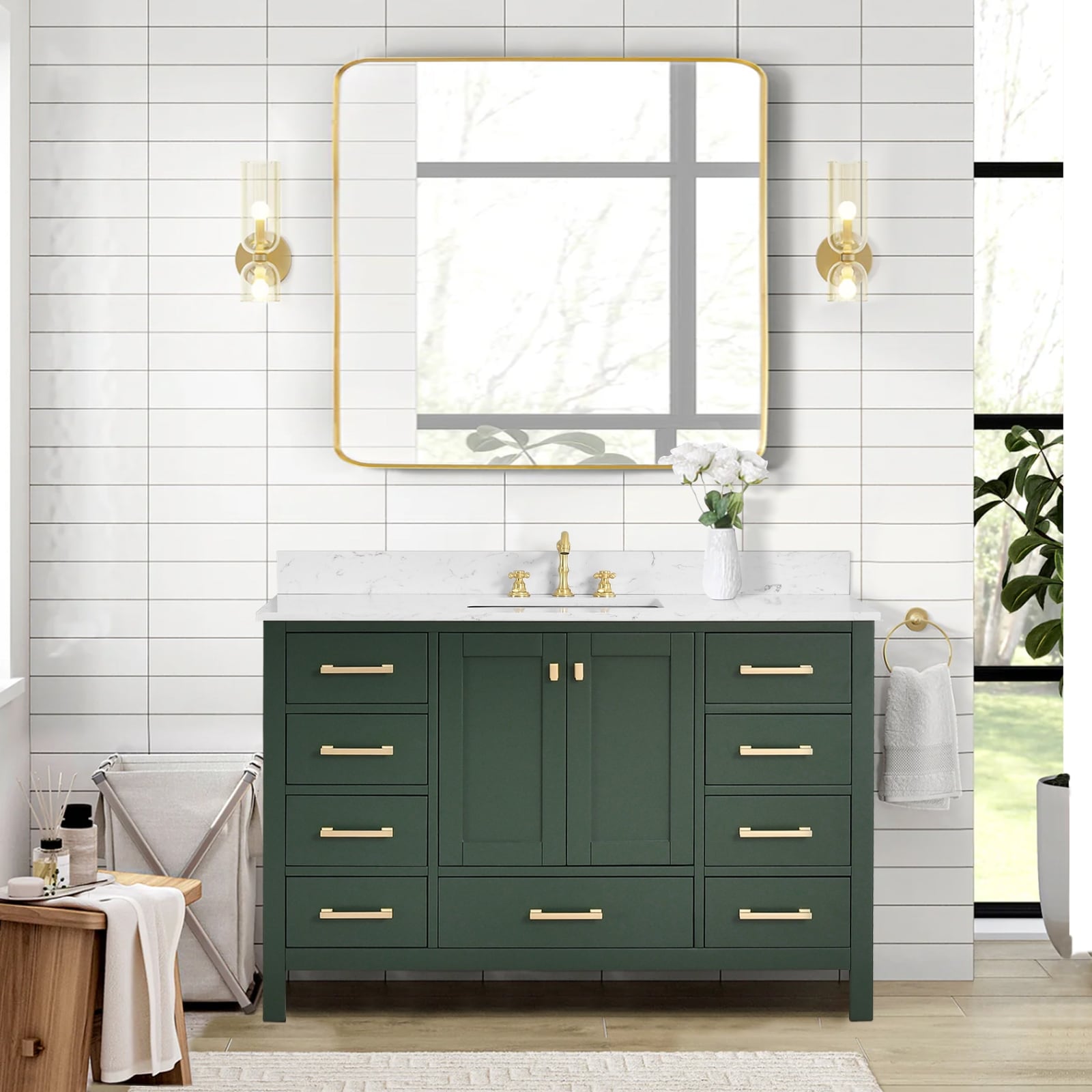 PROOX 54inch Freestanding Bathroom Vanity w Engineered Counter Top Cearmic Sink