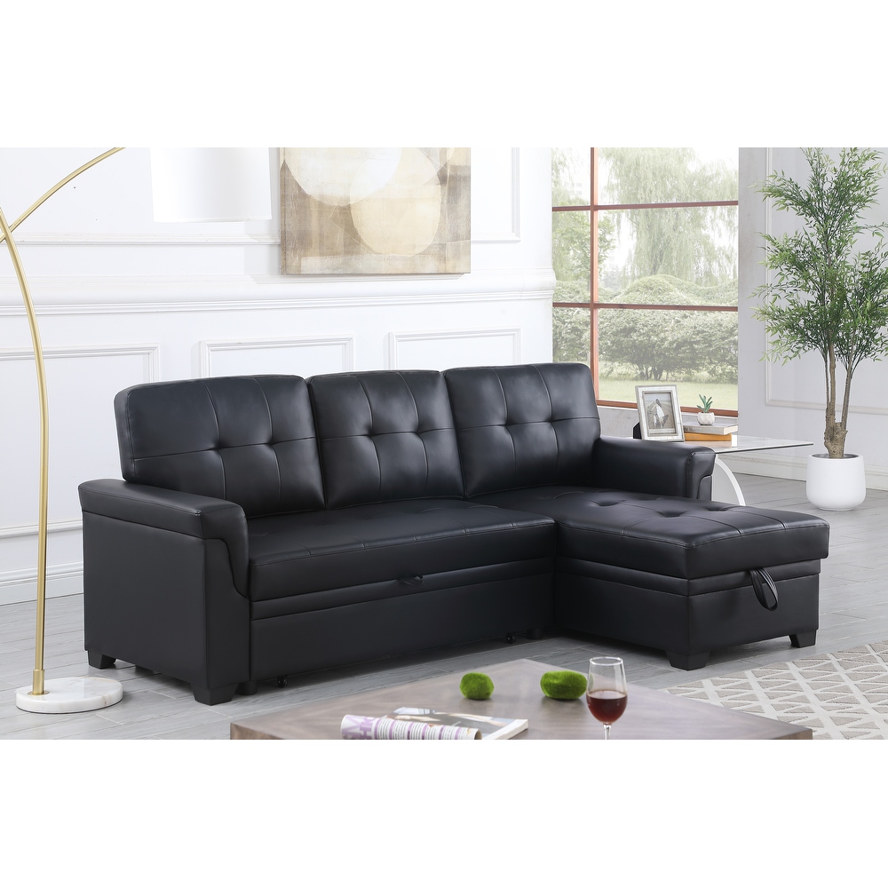Black leather deals sleeper sectional