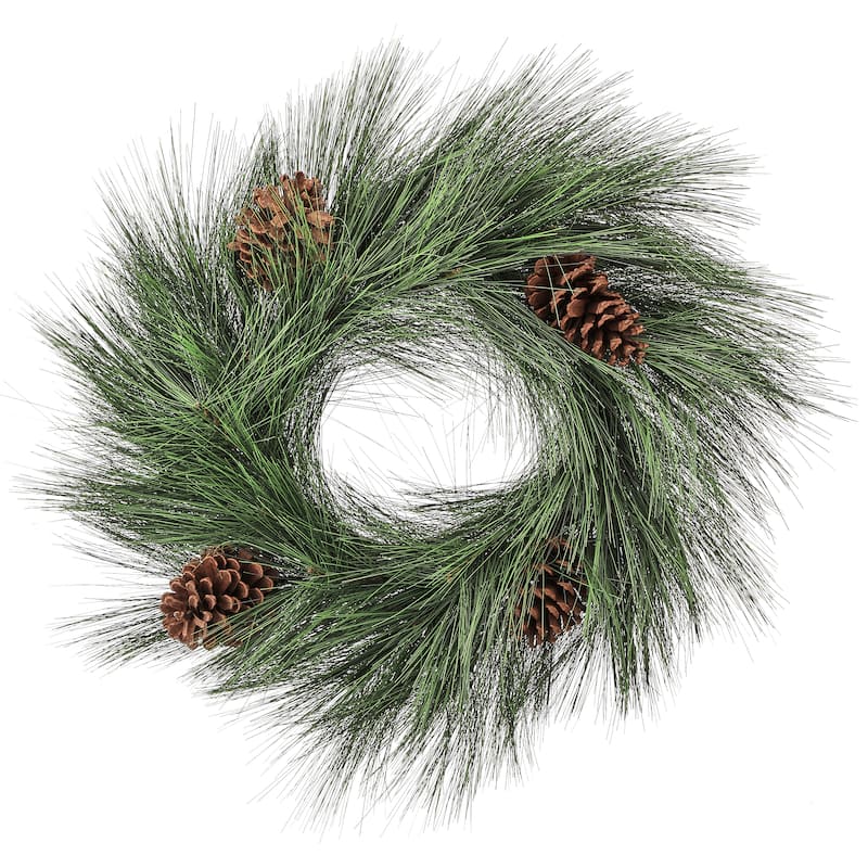 24" Horsetail Pine Wreath With Pinecones