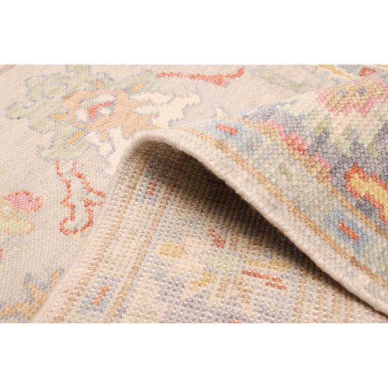 ECARPETGALLERY Hand-knotted Modern Oushak Light Grey Wool Rug - 3'7 x 5'7