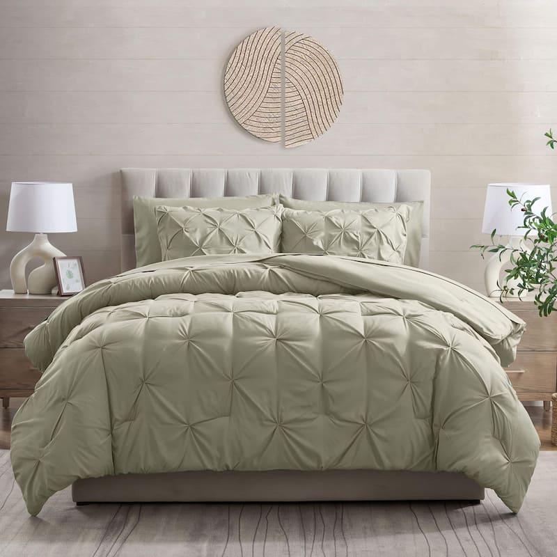 Empyrean Pinch Pleat Bed in a Bag - Full - Light Sage