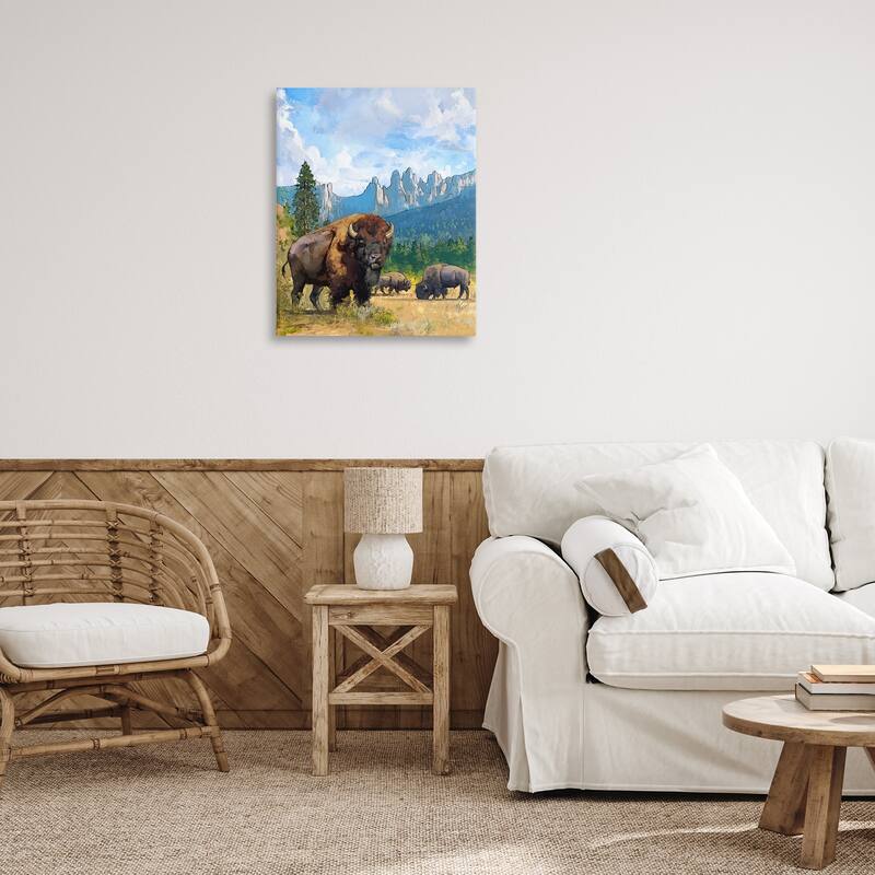 Stupell Grazing Bison Desert Abstraction Canvas Wall Art Design By David Owens
