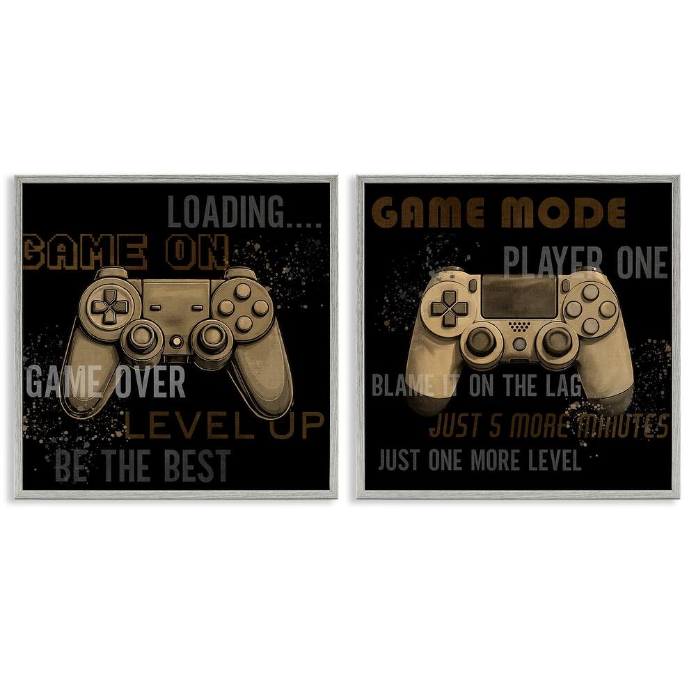 Stupell Vintage Game Controls & Phrases Framed Giclee Art Design By Kim Allen (Set of 2)