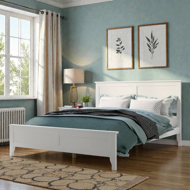 Modern Solid Wood Platform Bed Frame with Wooden Slats Support, No Box Spring Needed, Full Queen King